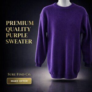 VTG 80s 90s Objectivity Purple Chunky Knit Sweater Lurex Sparkle Pullover OSFM